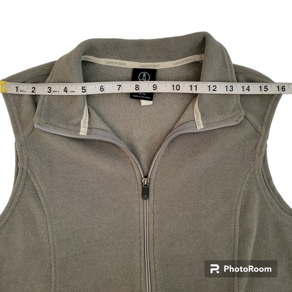 Women's Fleece Polartec Size Large 14-16 Lands End Gray Zip Up Vest - Picture 10 of 10